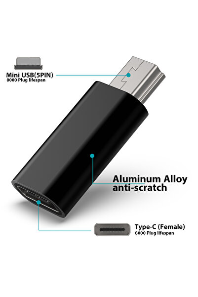 Choice 28mm Mini USB Adapter 1-5Pcs Mini Female Type-C To 5 Pin Male USB Adap...