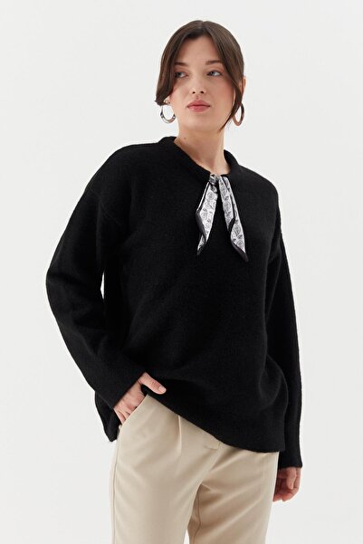 Shopping Shop Scarf Collar Soft Sweater Black