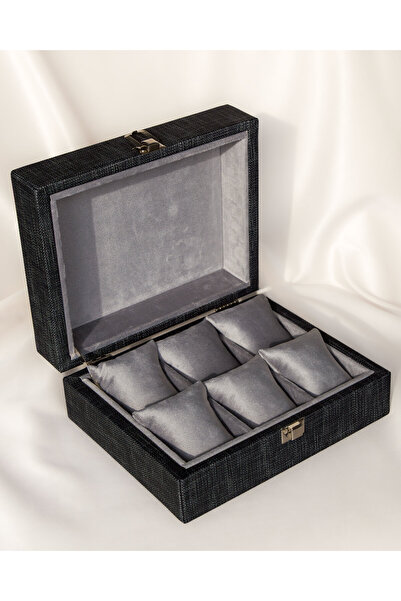 Shansora Design 6 Slots Smoked Faux Leather Covered Watch Box, Custom Made, H...