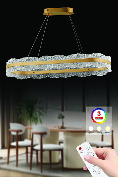 İstanbul Avize Titanic Gold Yemek Masası Kumandalı Lüx Led Modern Ledli Avize