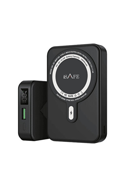 I SAFE شاحن متنقل مغناطيسي من ISAFE بسعة 10000 مللي أمبير، لون أسود