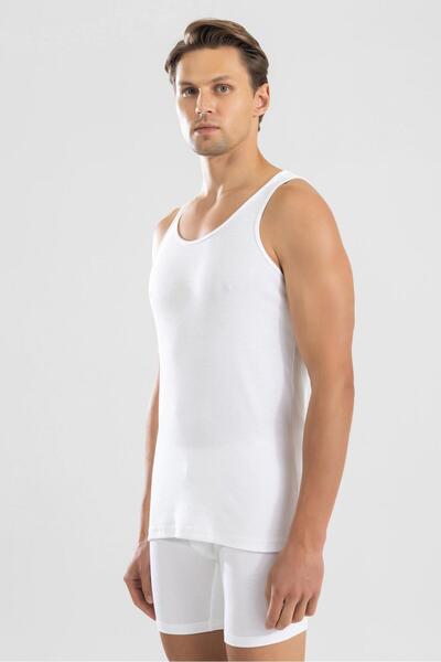 BAYKAR Men's Slim Fit Flexible Cotton Ribbed Knit Undershirt White