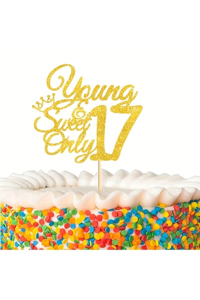 Choice Gold 1pc 17th Birthday Cake Insert - Unique Party Decoration Centerpie...