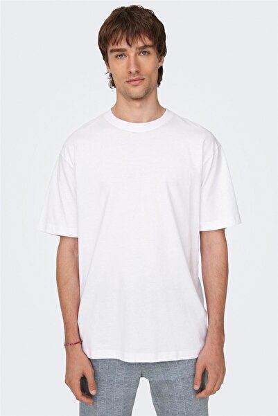 Only & Sons O-izrez obična svetla bela muška majica ONSFRED LIFE RLX SS TEE NOOS