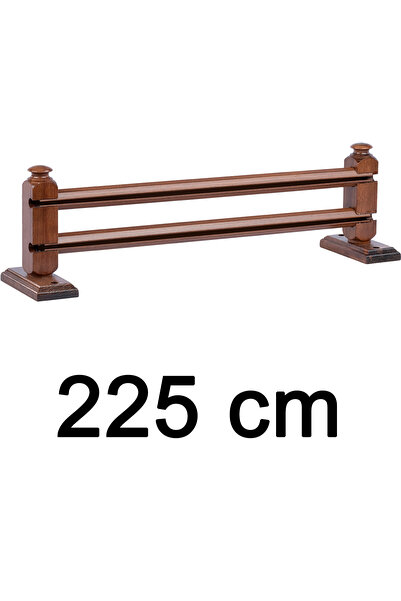 Perdejim Ceviz 225 cm Çetray Çift Raylı Rustik Perde Askısı S Pile ve Kornişl...