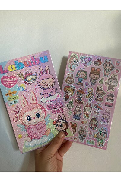synshop Labubu 100 Pieces Glitter Hologram Sticker Removing Sticker Book 4 Sh...