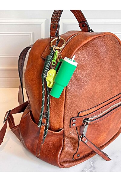 ROSSEV سلسلة مفاتيح على شكل ترمس أخضر - زينة للحقائب (موديل شبشب)