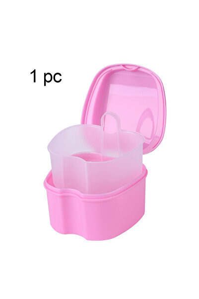 Choice Pink Denture Bath Box Organizer Dental False Teeth Storage Box with Ha...