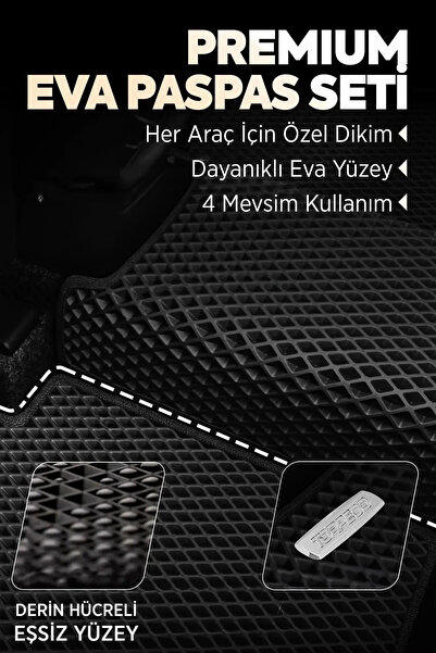 TORPEDO Fiat Egea Sedan Hücreli Premium Eva Paspas Seti Tam Set Paspas Takımı Siyah