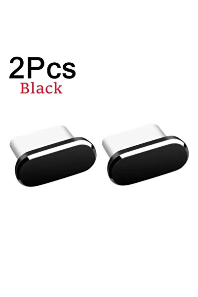 Choice قطعتان من سدادات الغبار المعدنية السوداء لمنفذ شحن USB-C للهواتف المحم...