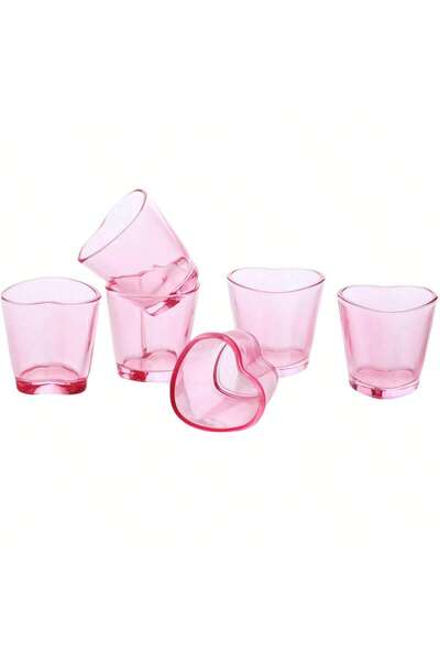 Choice1 6pcs Pink 6Pcs Heart Shaped Shot Acrylic Material Set Mini Shot Glass...