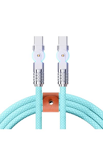 Choice كابل USB-C أخضر دوار بطول مترين، بقدرة 240 واط، مزود بمنفذي USB-C وUSB...