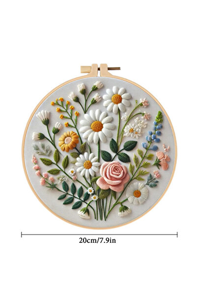 Choice 20x20cm CXBB-002 Flower Embroidery Kit Sewing Hoop Daisy Needlework Su...
