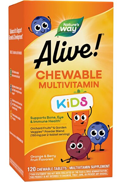 Nature's Way , Alive! Children's Chewable Multi-Vitamin, Orange + Berry Fruit...