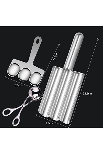 Choice1 3 Slot Set Stainless Steel Meatball Maker with Non-Stick Meat Baller ...