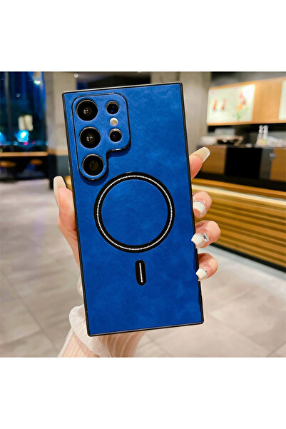 Choice جراب جلدي أزرق اللون مزود بشحن لاسلكي لهاتف Galaxy S24 Plus، متوافق مع...