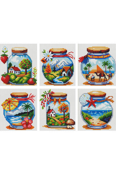 Choice CC-057 موموآرت، 6 قطع فسيفساء ماسية صغيرة، زجاجة، منزل تجريدي، منظر طب...