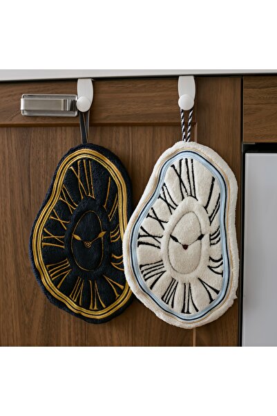 Choice Black White 2PCS White & Black Embroidered Coral Fleece Hand Towel Cre...