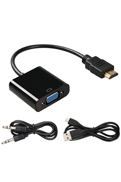 Choice محول HDMI إلى VGA عالي السرعة باللون الأسود مع كابلات - محول ذكر إلى أ...