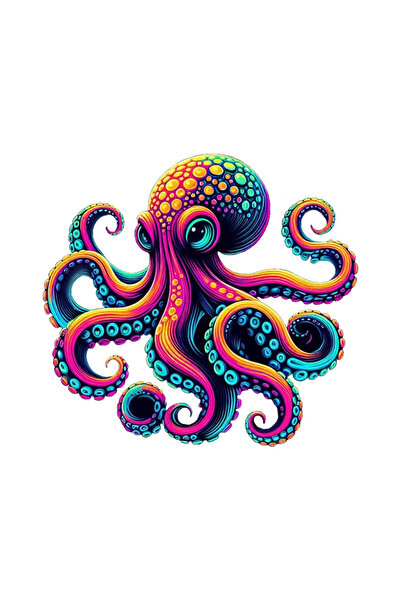 MegaSticker ملصق قوس قزح على شكل أخطبوط للسيارة، دراجة نارية، خوذة، كمبيوتر م...