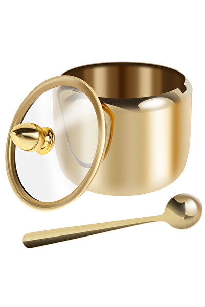 Choice Gold 1 Set 10oz Sugar Jar 304 Stainless Steel Seasoning Container with...