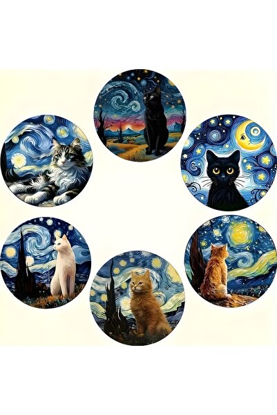 Choice A Purr-fect Luxury Coaster Set of 6 - Premium Wooden Feline Designs wi...