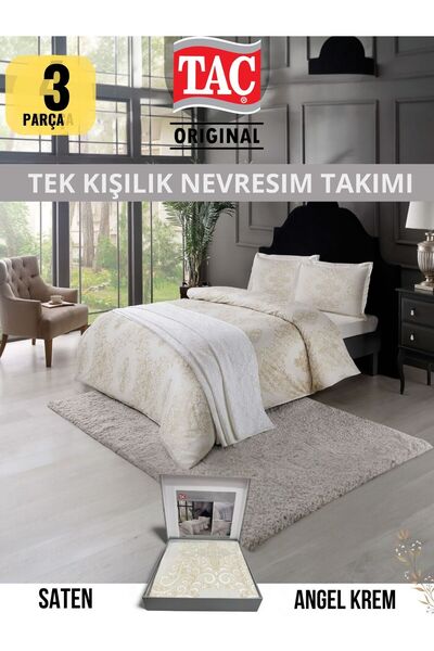 Taç ANGEL SATEN TEK KİŞİLİK NEVRESİM TAKIMI 160X200