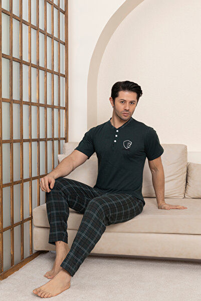 Moon Line Men's Green Short Sleeve Pajama Set