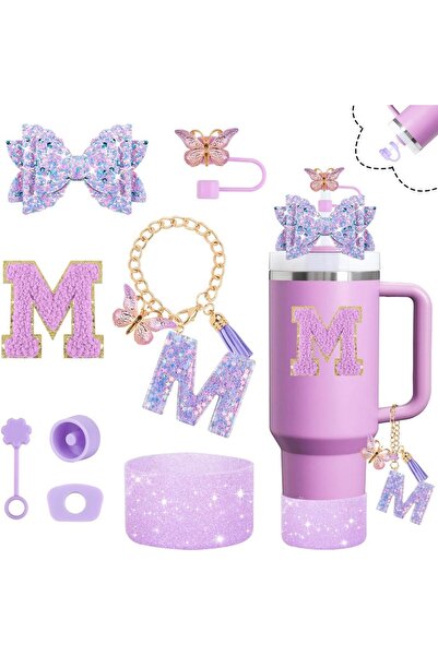 Choice مجموعة ملحقات أكواب من 8 قطع، لون بنفسجي، سعة 30 أونصة و40 أونصة، تتضم...