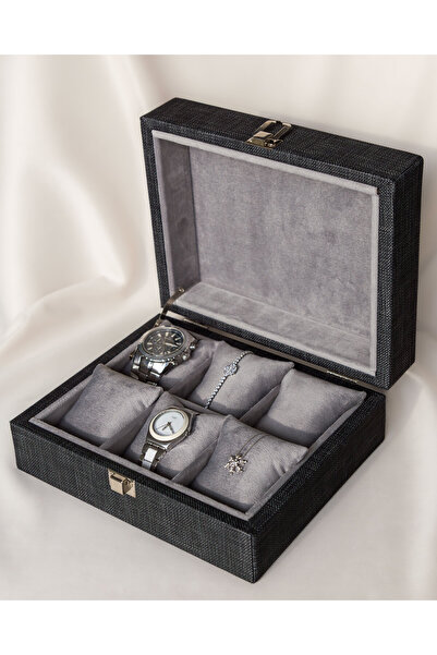 Shansora Design 6 Slots Smoked Faux Leather Covered Watch Box, Custom Made, H...