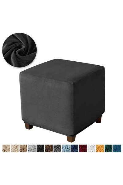 Choice Small A5 1pc Velvet Square Ottoman Cover Solid Color Footrest Slipcove...