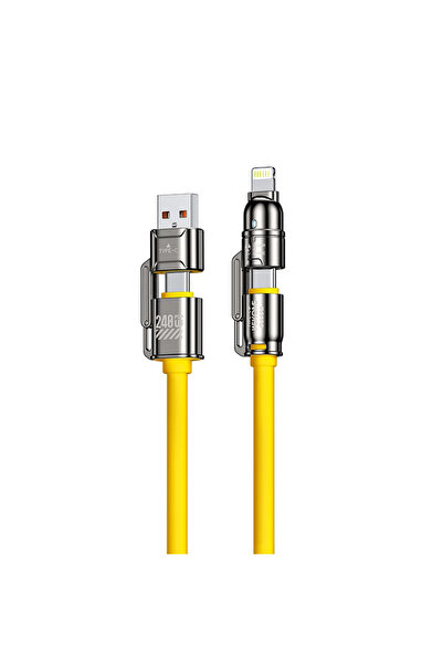 Choice 1.2m Yellow 4-in-1 Kirsite Cable 240W Super Fast Charging Multiple Fun...