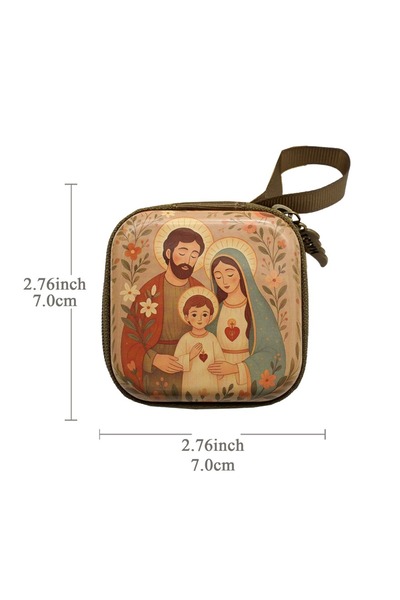 Choice 11 Portable Virgin Mary Prayer Rosary Storage Bag 7x7cm Zippered Relig...