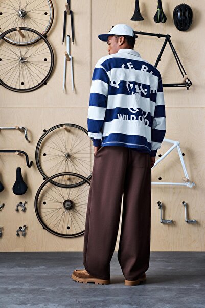 Pull & Bear Cyclist embroidered striped polo shirt