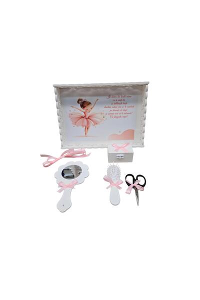 Inovius Tavita Turta cu 6 Piese - Balerina - TPT75 Alb cu Roz