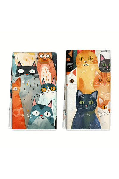 Choice 2pcs Transparent 2Pcs, Funny Cat Kitchen Towels, 40Cm*60Cm Towel Set, ...