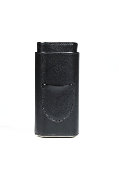 Choice Black Leather Cigar Case 3 Finger Cigar Pouch with Cedar Wood Lining C...