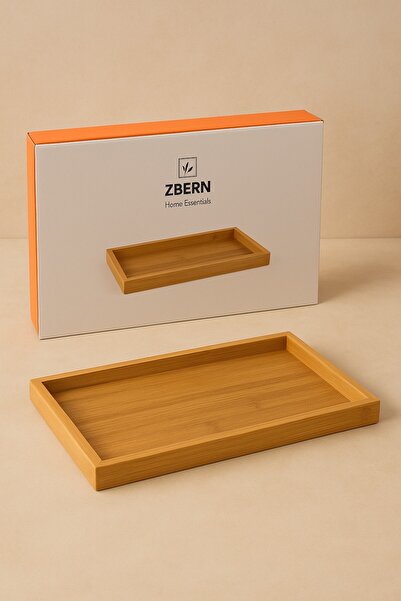 KAMPANYALI Rectangular Tray Made of Bamboo Wood 40×28×4 cm |   Water Resistan...