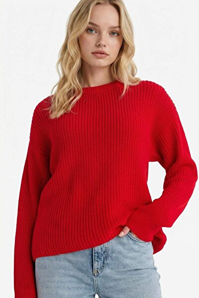 DeFacto Regular Fit Bisiklet Yaka Selanik Kumaş Basic Düz Triko Kazak H6905AZ...