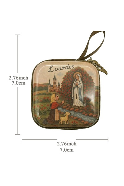 Choice 2 Portable Virgin Mary Prayer Rosary Storage Bag 7x7cm Zippered Religi...