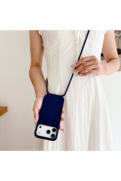 Choice جراب سيليكون وحزام باللون الأزرق الداكن لهاتف iPhone 17 Pro، مناسب أيض...