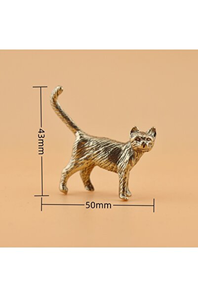 Choice A Retro Cat Brass Ornament Creative Long Tailed Cat Desktop Tea Pet Mi...