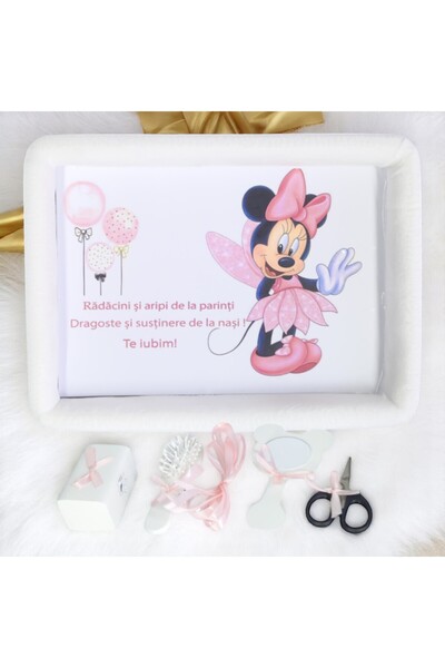 Inovius Tavita Turta, Buretata din Catifea cu 6 Piese - Minnie Mouse Alb - TPT78