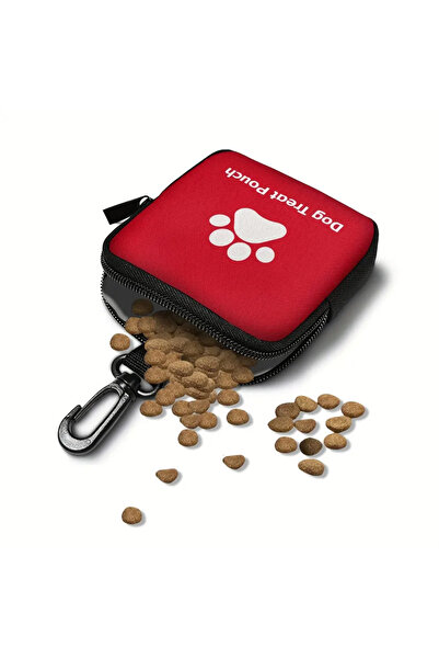 Choice Red Small Dog Food Bag PU Leather Paw Print Dog Treat Pouch Waterproof...