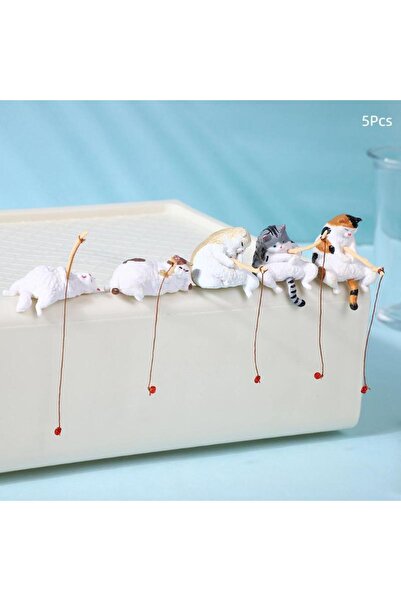 Choice4 A6 【MAX-22】 1/5 قطع من ديكورات أحواض السمك الصغيرة على شكل قطة معلقة،...