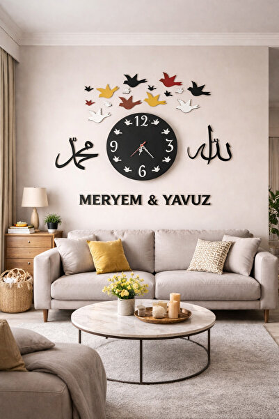 mrchediyesepeti Salon ve odalar için tasarlanmış duvar saati kişiye özel no 88