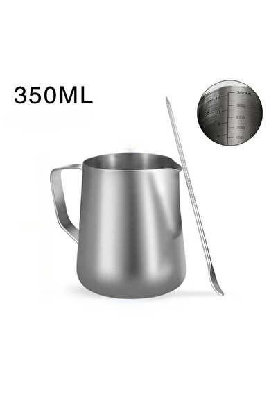 Choice خفاقة حليب من الفولاذ المقاوم للصدأ سعة 350 مل مزودة بمقياس وإبرة لرسم...
