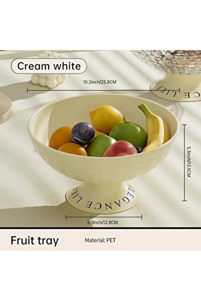 Choice طبق فواكه أبيض كريمي اللون بتصميم مستوحى من المشاهير، مناسب لغرفة المع...