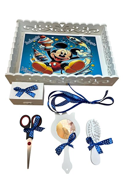 Inovius 6 Piece Mot Tray - Mickey with Ice Cream - TPM61 White with Blue