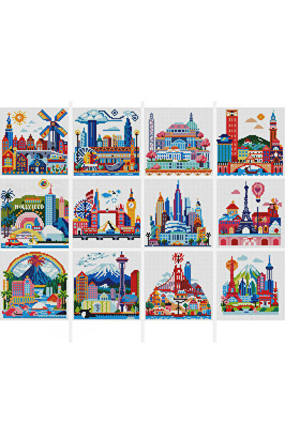 Choice CC-075 Huacan 12pcs Mini Diamond Mosaic Landscape Craft Kit Full Round...